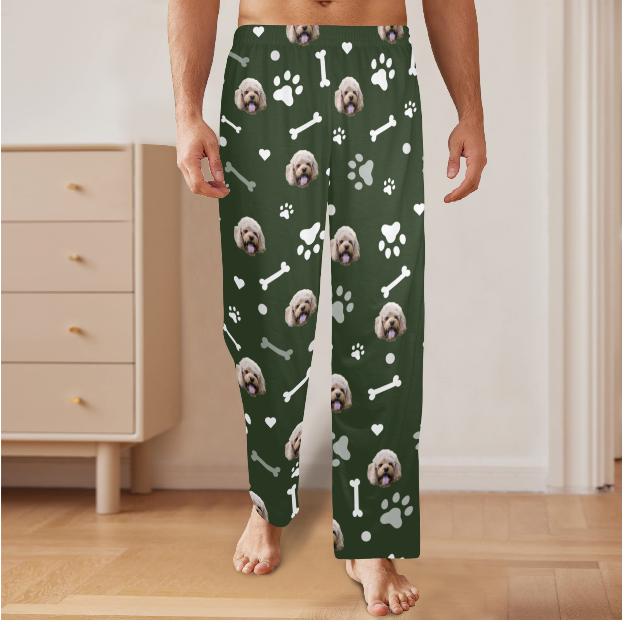 Custom Pet Pajama Pants - Mens Green