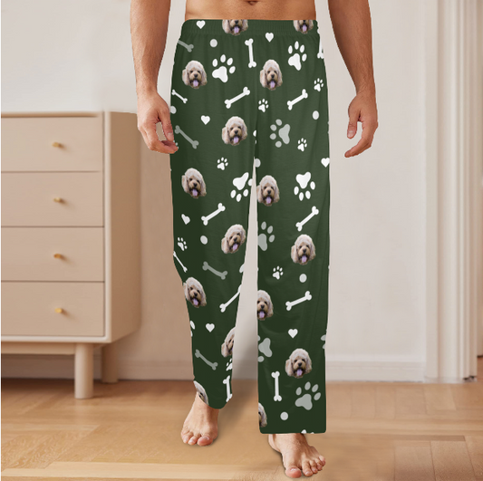Custom Pet Pajama Pants - Mens Green