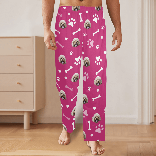 Custom Pet Pajama Pants - Mens Pink