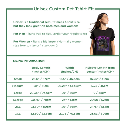 Unisex Custom Pet Tshirt size